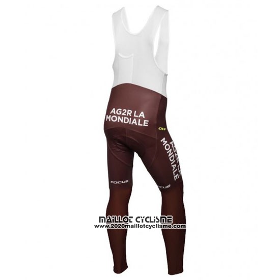 2016 Maillot Ciclismo Ag2r La Mondiale Blanc et Marron Manches Longues et Cuissard